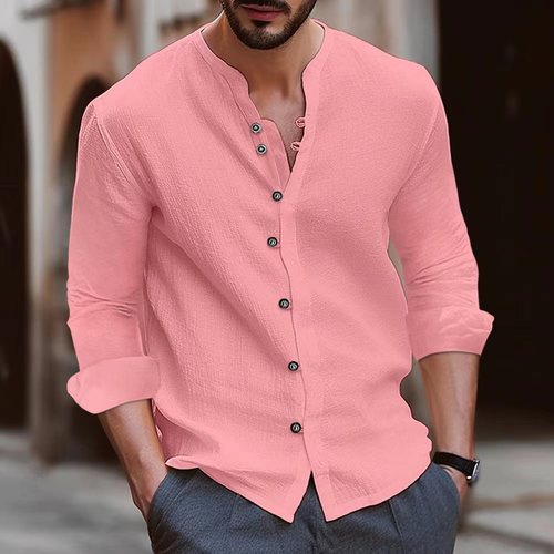 Autumn Amazon AliExpress Western Cross-border Men's Cotton Linen Loose Long-sleeve Shirt Versatile Retro Linen