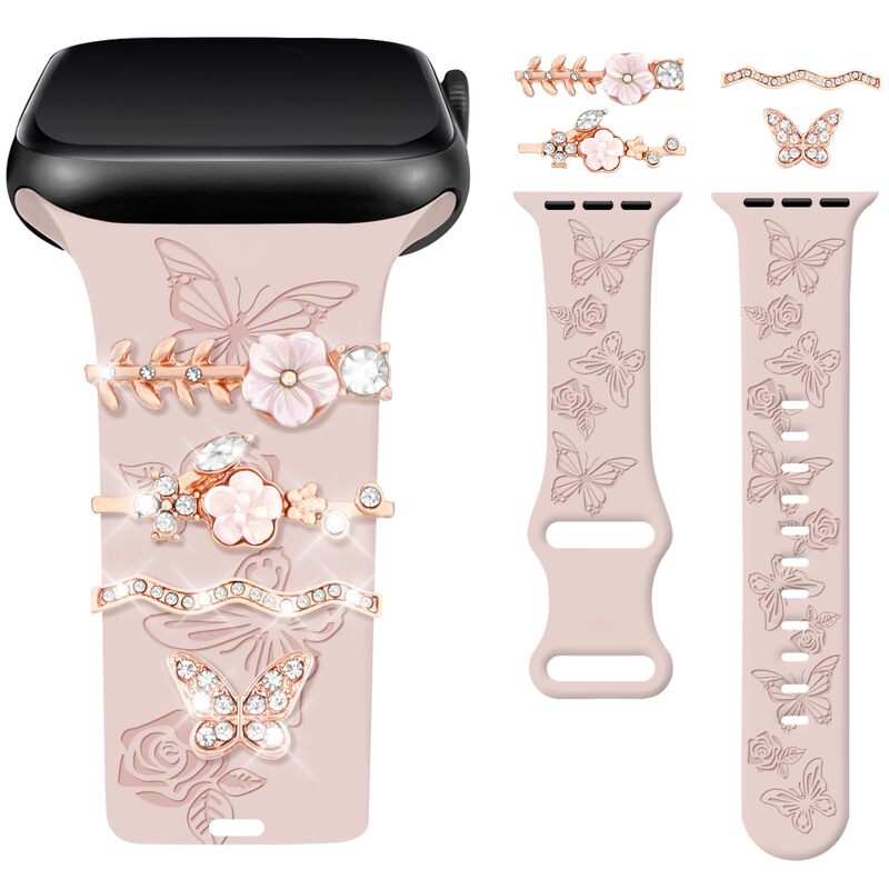 Smart Watch Silicone Strap Decorative Ring Rhinestone Charm Fashion Charm Decorative AppleWatch Decorative Ring