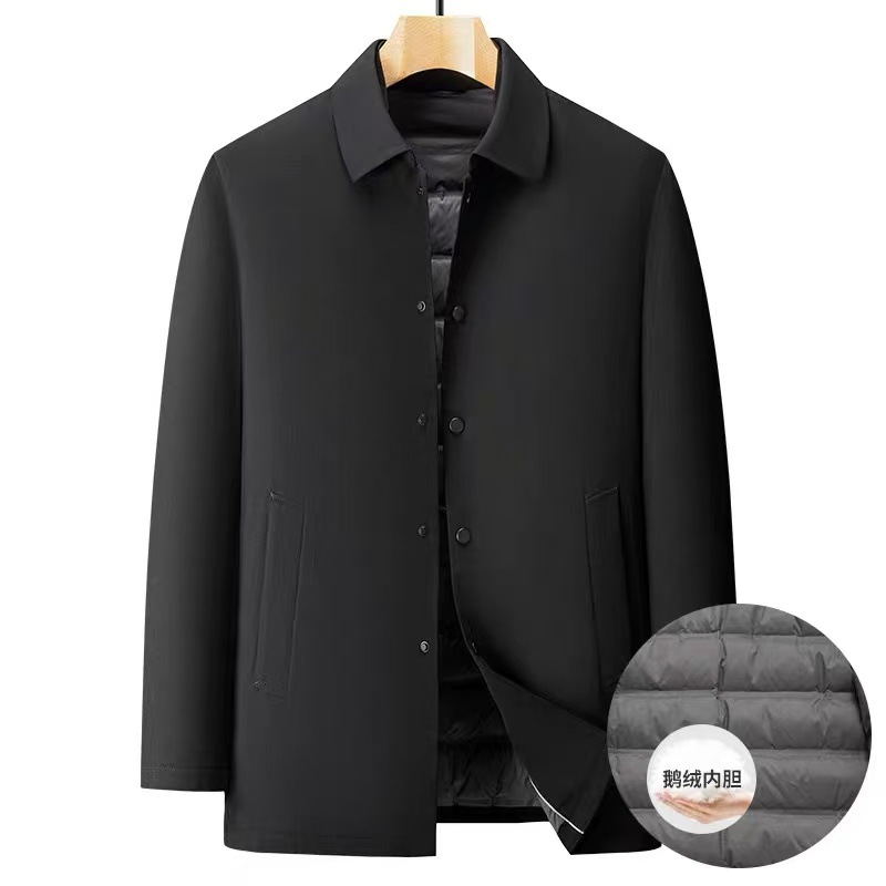 2025 Winter Men's Loose Fashion Warm Lapel Goose down Jacket Business Casual Plus Fat Plus Size down Jacket