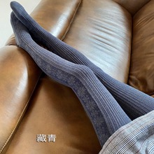12-09秋冬日系棉混显瘦腿双针竖条纹提花雪花连裤袜女针织打底袜