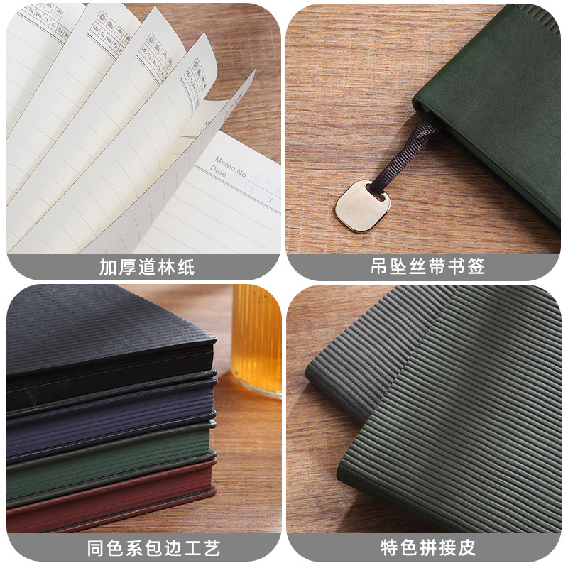 Cuaderno con Logotipo, Juego de Cuadernos A5 de Cuero Suave Cosido, para Negocios, Oficina, Reuniones, 160 Hojas, Caja de Regalo