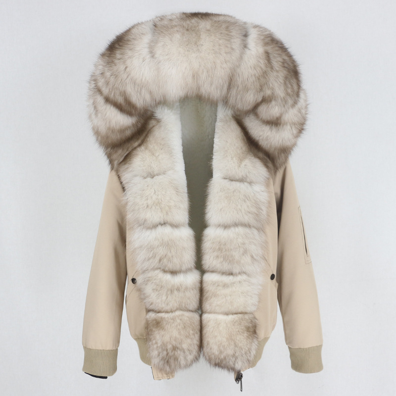 2025 New Parka with Thick Raccoon Fur Lining and Detachable Real Fox Fur Large Collar Jacket