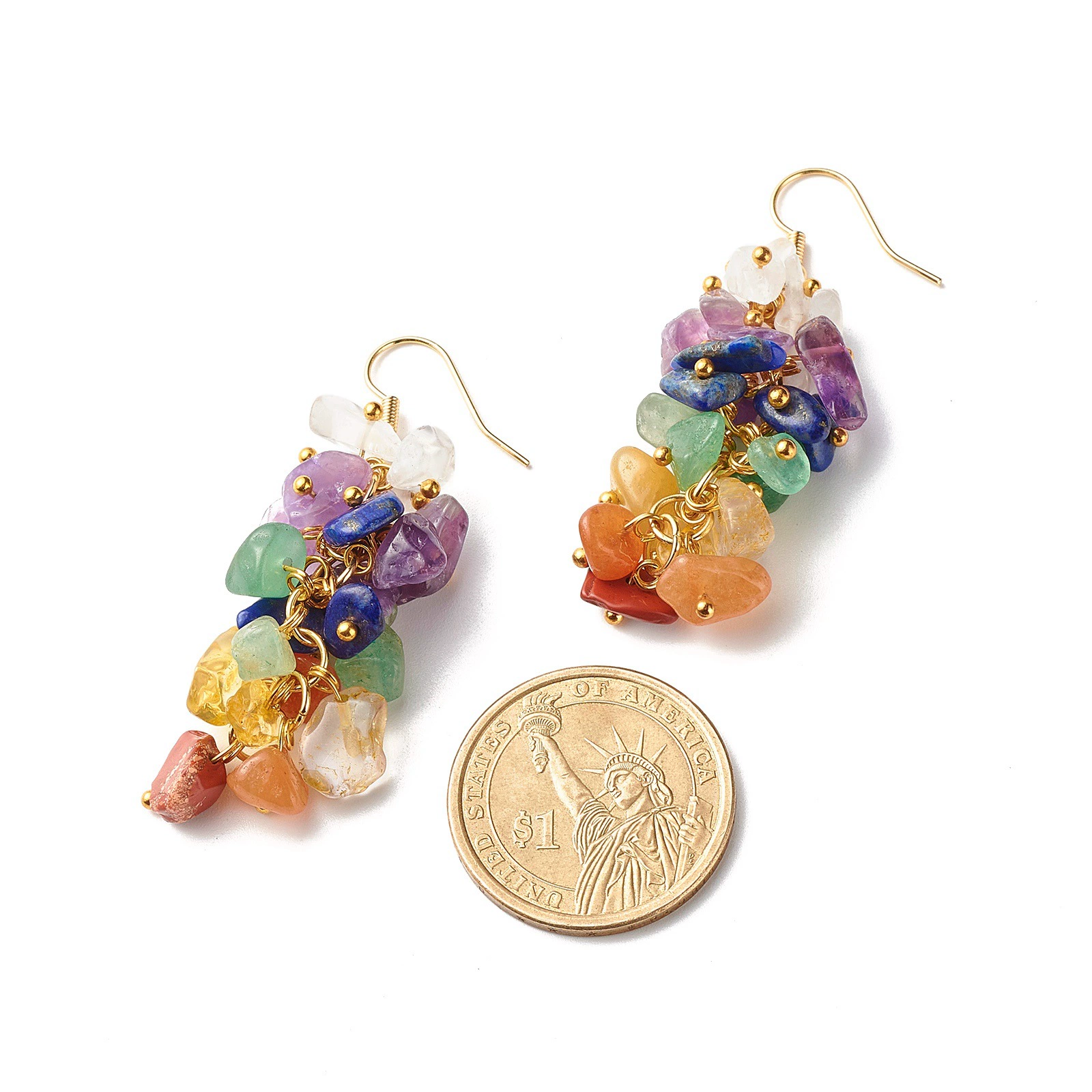 Natural water, crystal, sapphire earrings, accessory, (Cross-border trading)