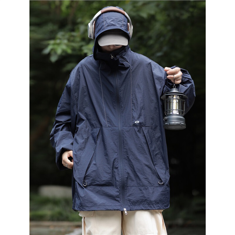 Mountain-Style Outdoor Fishing Jacket for Men, Summer Japanese Style, Handsome Trendy Loose Bf Couple Versatile Hoodie
