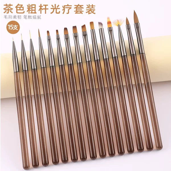 Japanese Manicure Tool Brush Set Plastic Rod 15 Manicure Crystal Pen Poke Pen Sweep Pen Spot Wholesale