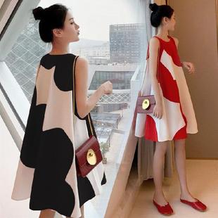 Maternity dress Korean Style plus size Women's dress Summer Loose chubby girl Sleeveless Midi dress Women