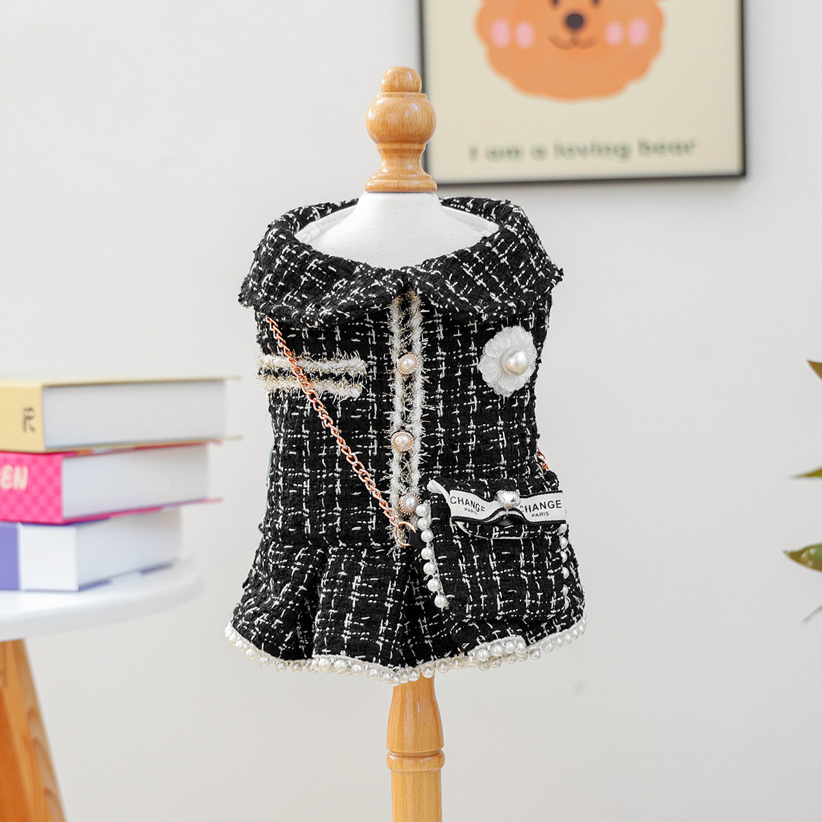 샤넬 스타일 백팩 원피스 - 블랙