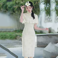Кружевной новый китайский улучшенный cheongsam 2025 новый молодой молодой девушки ретро с короткими рукавами платок из двух частей весной и летом