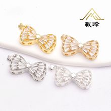 14K包金保色 微镶锆石蝴蝶结隔珠配饰 diy 手链项链串珠饰品配件