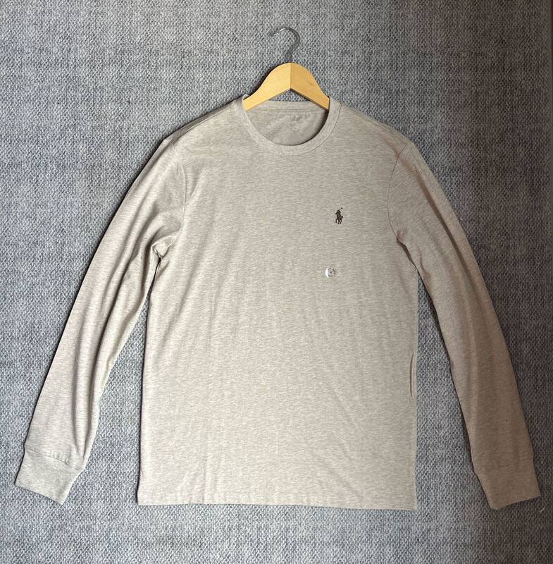 Áo thun tay dài cổ tròn cotton thêu logo ngựa nhỏ, form suông — Màu trắng, Màu xanh navy, Màu yến mạch, Màu đen