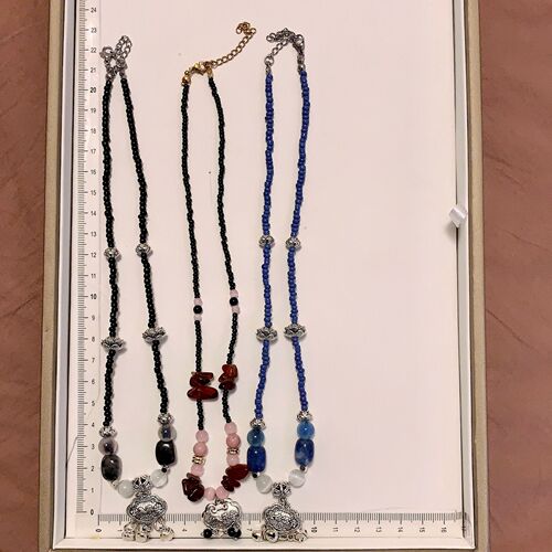 Ancient-style long-life lock necklace, new Chinese ethnic style pendant lockchain,  new handmade bead necklace, fashionable choker