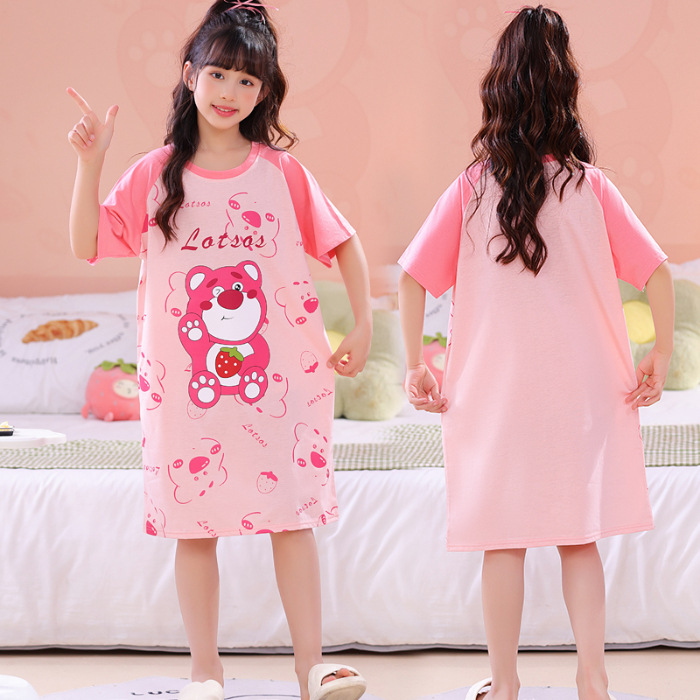 Pijama infantil princesa viento de verano nuevo pijama de niñas mangas cortas pacha perro vestido de dibujos animados ropa para el hogar