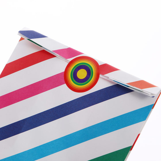 Flat mouth square bottom white kraft paper bag rainbow printing color matching gift holiday gift dessert packaging bag wholesale