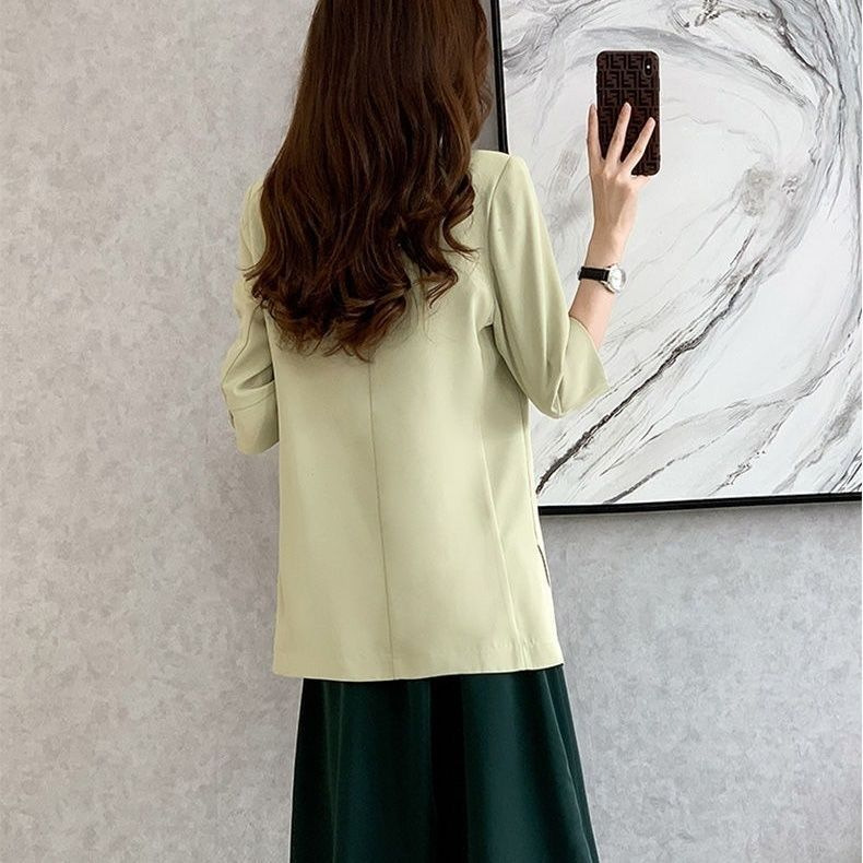 Saco Blazer Casual de Mujer de Poli&eacute;ster con Cuello de Traje y Manga Media image 3