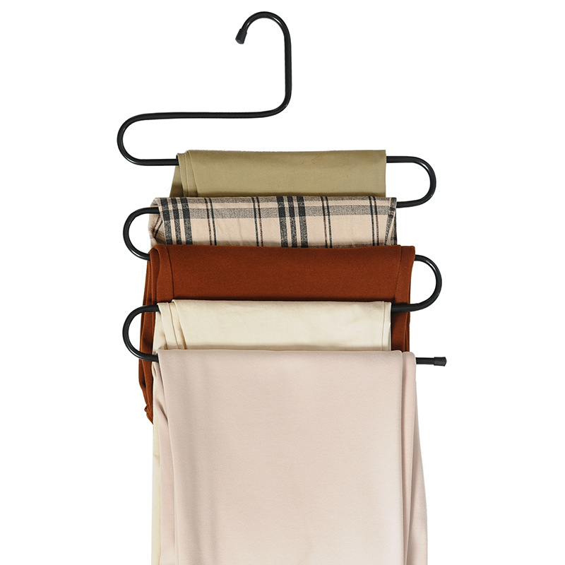 Multi-funcional antideslizante pantalones de rack de 5 capas ropa rack pantalones colgantes bufanda corbata bufanda de seda de almacenamiento percha ropa del hogar percha