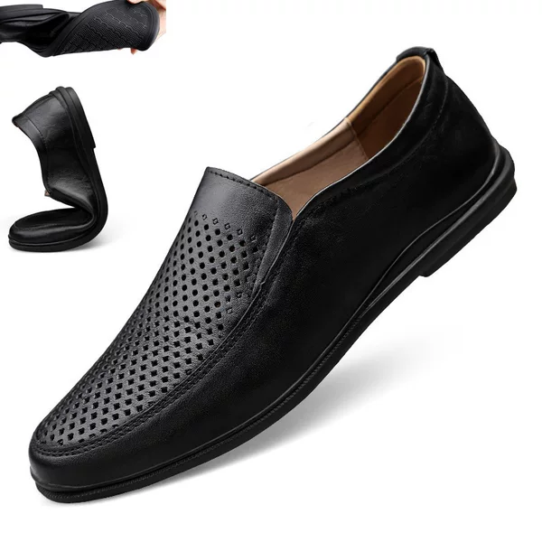 Extra Large Size 45 Cowhide Men's Slip-On Casual Leather Shoes 46 Soft Sole Soft Surface Small Size 37 Youth Beanie Men's Shoes
