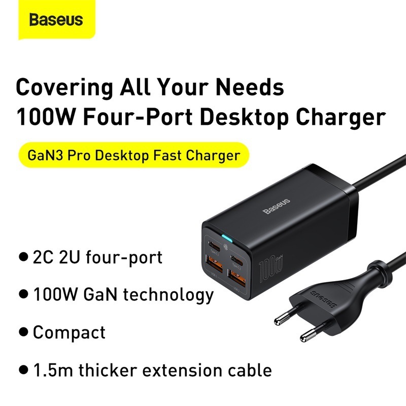 Baseus 100W GaN 充電器デスクトップラップトップ充電器デスクトップ EU 充電器|undefined