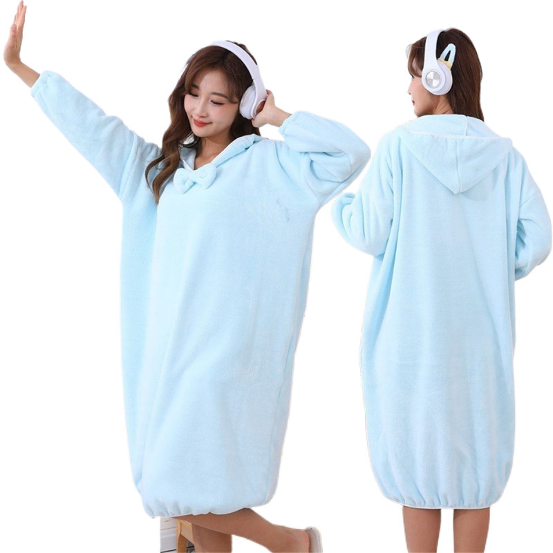 목욕 가운 성인 가을과 겨울 새로운 여성의 물 흡수성 빠른 건조 가정용 목욕 타월 풀오버 목욕 스커트 중간 길이의 후드 목욕 가운