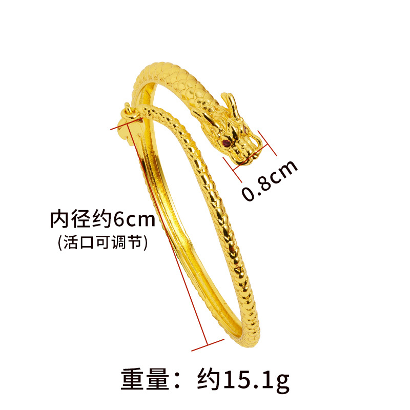 Estilo antiguo oro arena Panlong pulsera abierta tallada Lotus pulsera no se desvanece durante mucho tiempo aleación de cobre nacional moda hombres y mujeres estilo chino