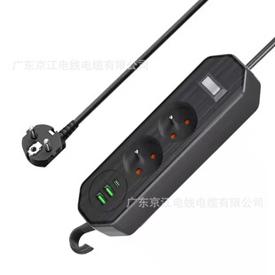 2-Position 2Usb1Typec1 Switch French-Style Power Strip with Standard Round Hole Sockets