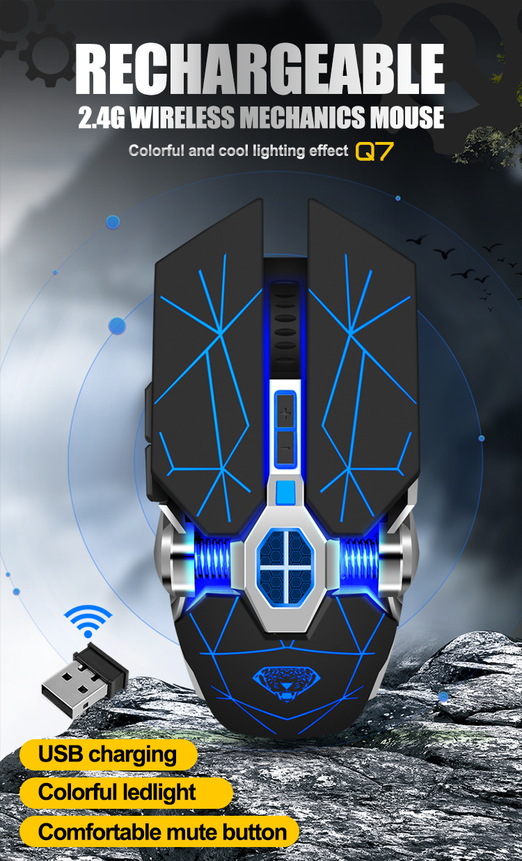 Emperor Leopard Q7 Wireless Charging Gaming Silent with Light Emitting Water Cooled Mechanical Mouse_voghion.com