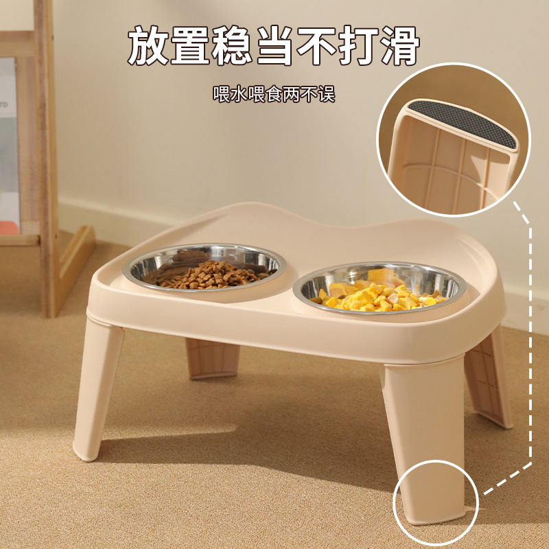 Alimentos de agua para perros plegables elevados doble tazón tazón de acero inoxidable tazón para perros grandes artículos para mascotas al por mayor transfronterizos