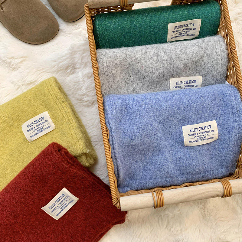 Bufandas de invierno femeninas de alta calidad coreana de color sólido bufandas de punto cálidas bufandas al por mayor