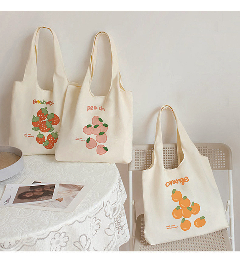 Women's Large Canvas Fruit Cute Square Magnetic Buckle Canvas Bag display picture 1