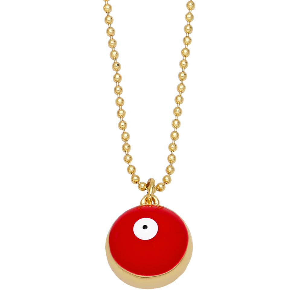 creative contrast color round devils eye bell copper necklace wholesalepicture2