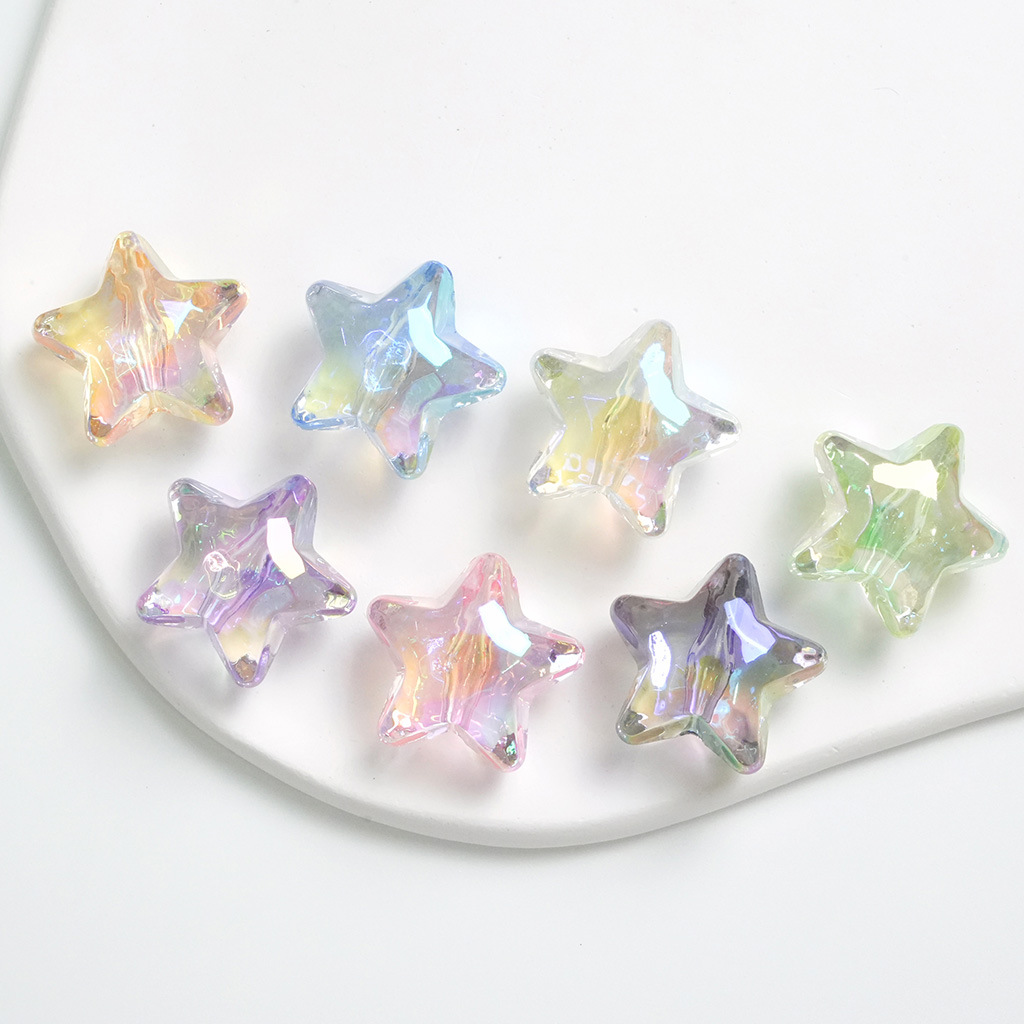 Transparente UV color mágico corte estrella de cinco puntas amor acrílico DIY pulsera material de cuentas accesorios de la joyería al por mayor