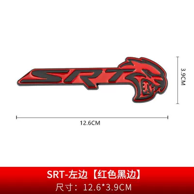 3D car sticker, rear emblem, Car logo - standard-srt-left-red-with-black-border