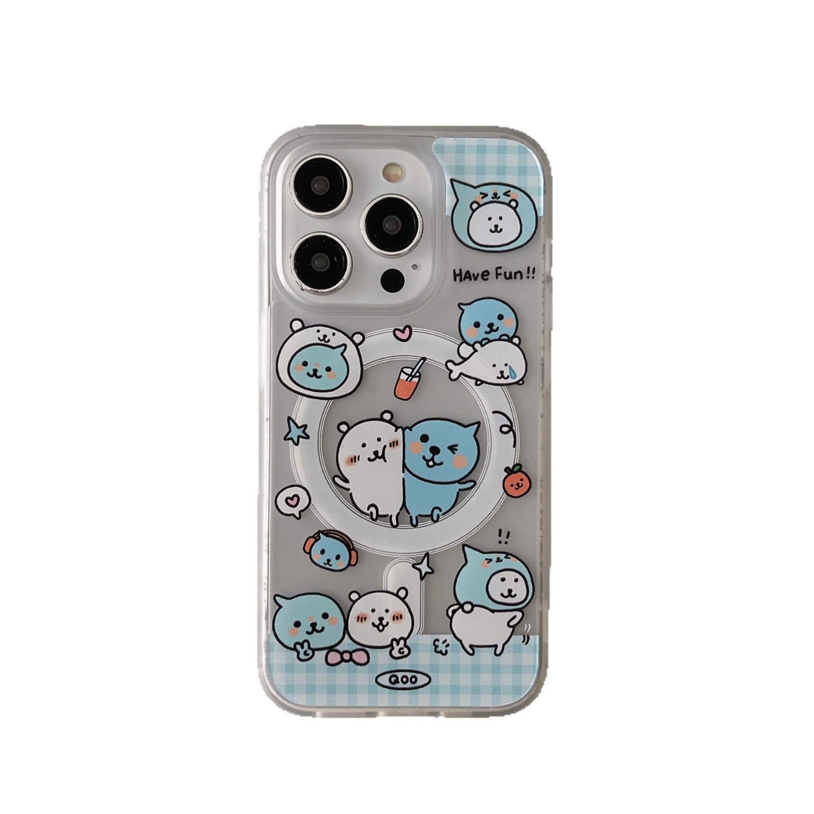 Divertido y lindo oso soporte de tapa de botella magnético para iphone16ProMax funda para teléfono móvil Apple 15 14 sensación de piel