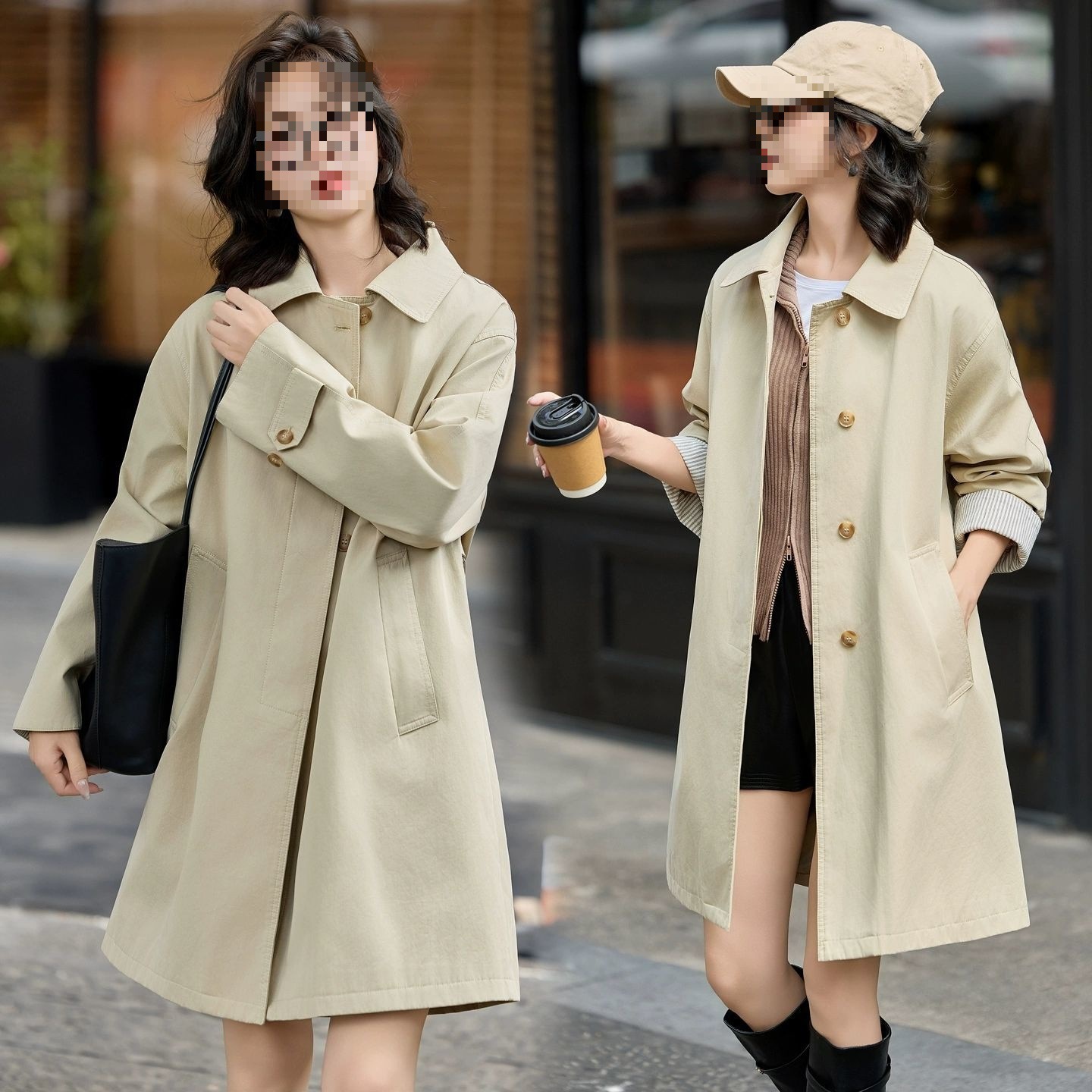 Mid-Length Windbreaker Jacket for Women, New Spring & Fall Style, Korean Style Loose Style, Super Nice Casual Jacket for Small People