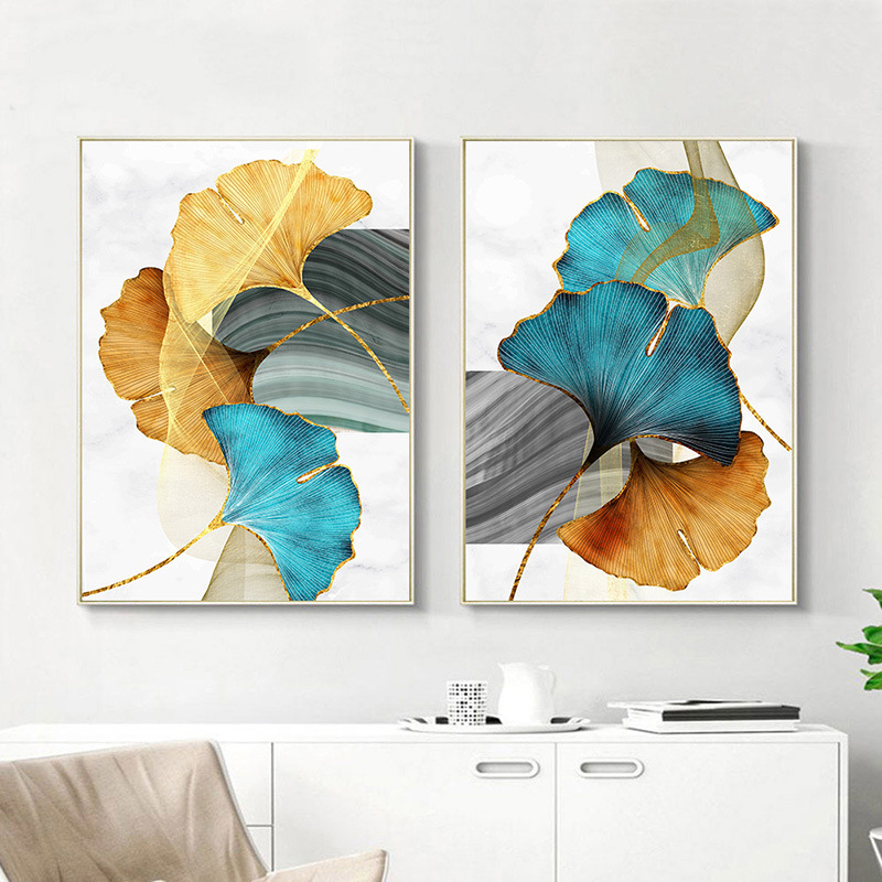 Amazon portal abstracto cuelga pintura pulverización lienzo ginkgo núcleo de pintura de decoración de sala de estar nórdica pintura mural sin marco