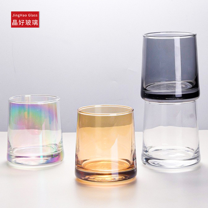 Simple Colored Glass Cup, Thickened and High-Temperature Resistant, Trapezoidal Cup, Hotel Room Beverage Cup, Coffee Cup, Hotel Mouthwash Cup