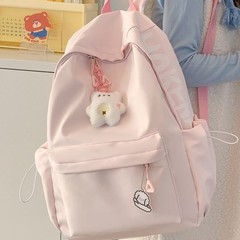 书包女大学生百搭日系初中生高中韩版少女新款双肩包纯色旅行背包