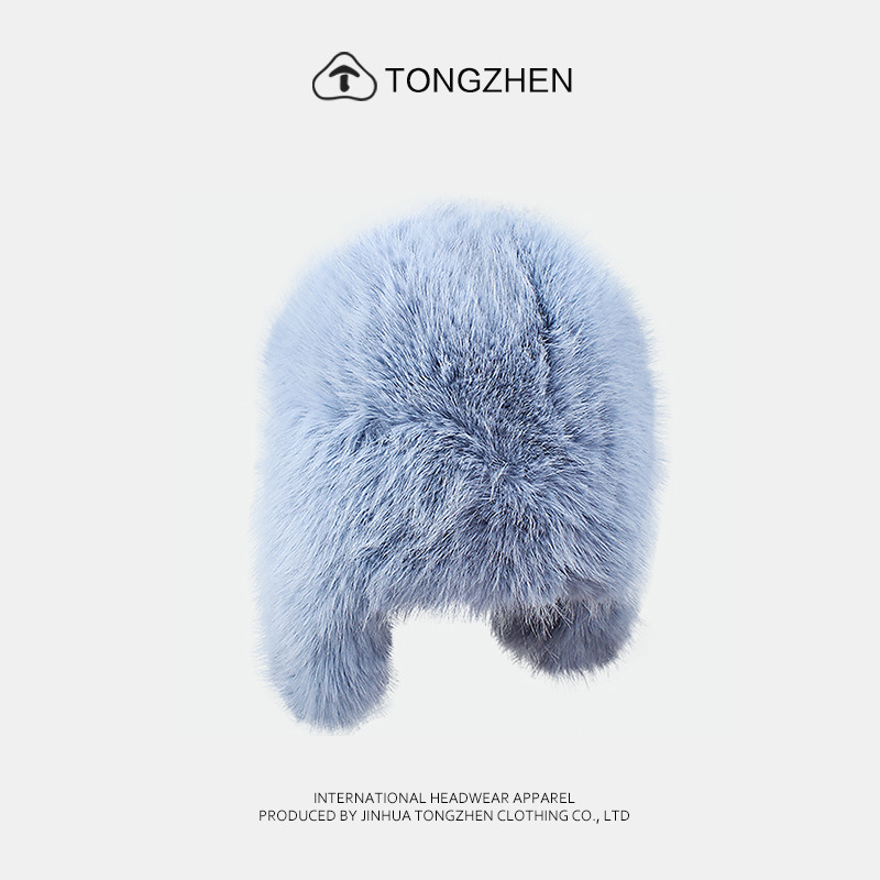 Cappello lei feng blu da donna invernale caldo con paraorecchie_voghion.com