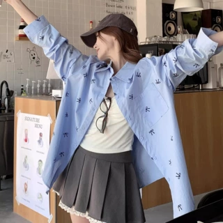 原版做法防晒衬衫女外套夏款2026新款小衫蓝色上衣气质衬衣