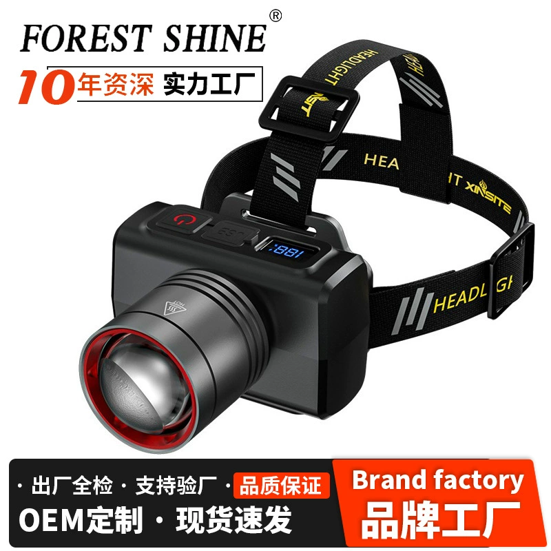 Новая фара с сильным освещением зарядка подсвечивает длительный срок службы телескопический зум наружный фонарик для ночной рыбалки