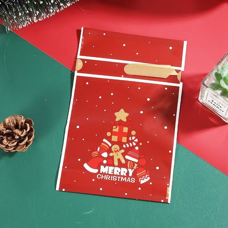 クロスボーダークリスマスプラスチック包装袋、スノーフレーククリスプ巾着袋、ホリデーベーキングビスケット、キャンディギフトバッグ卸売|undefined