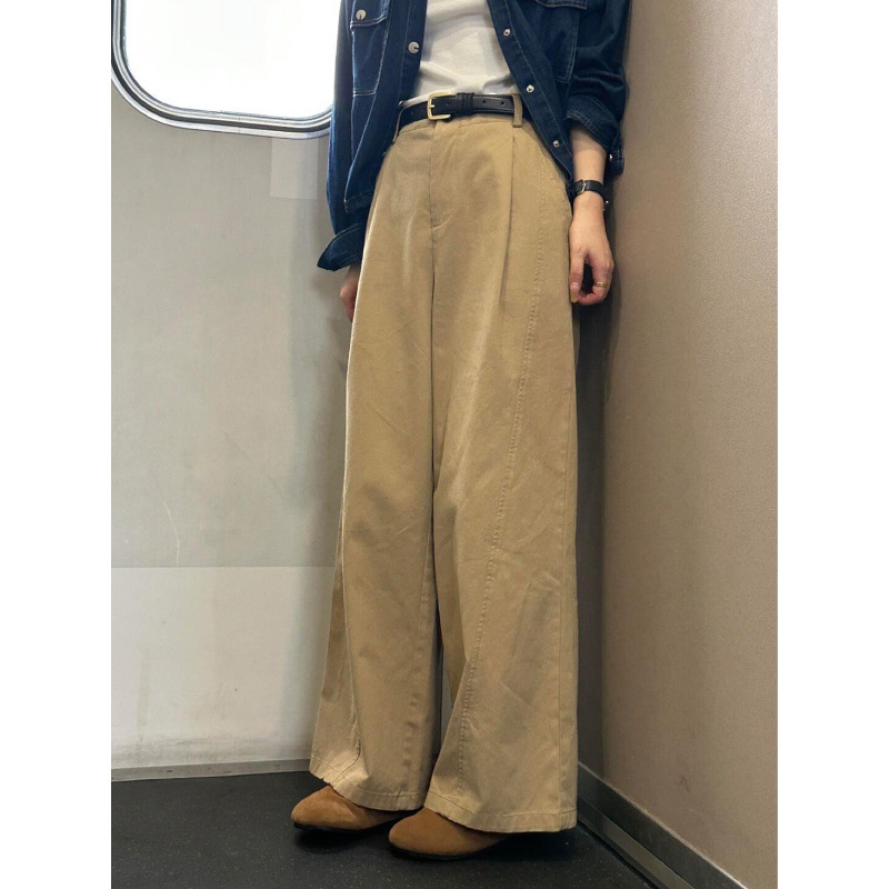 Casual Versatile Wide-Leg Pants for Women, Drapey Straight-Leg Pants, Loose High-Waisted, Hip-Covering, Slimming, High-End Long Pants for Spring