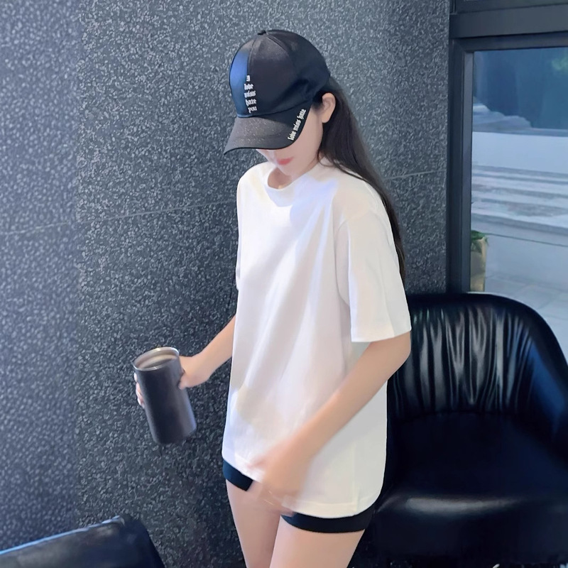日系重ポンド230G純綿半袖tシャツ女性用純色丸襟百合ゆったりカジュアル半袖tシャツ上着|undefined
