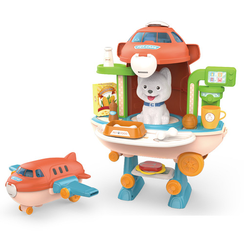 Cross-border children's simulation kitchen tableware, dressing accessories, tool set, pet play house, airplane, pet toys