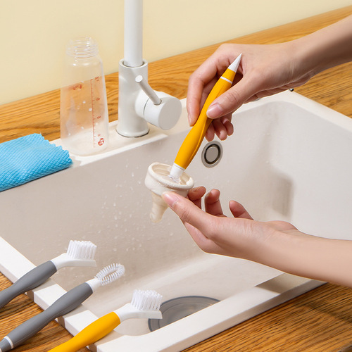 Cup cover brush, nipple brush, multi-functional gap brush, portable home kitchen cleaning bottle brush, silicone cup brush wholesale