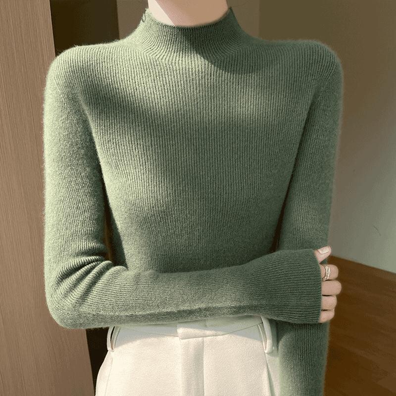 2025 New Style First-Line Ready-To-Wear Thickeneded Seamless Half Turtleneck Slimming Look Bottoming Shirt Women's Pullover Knitted Sweater