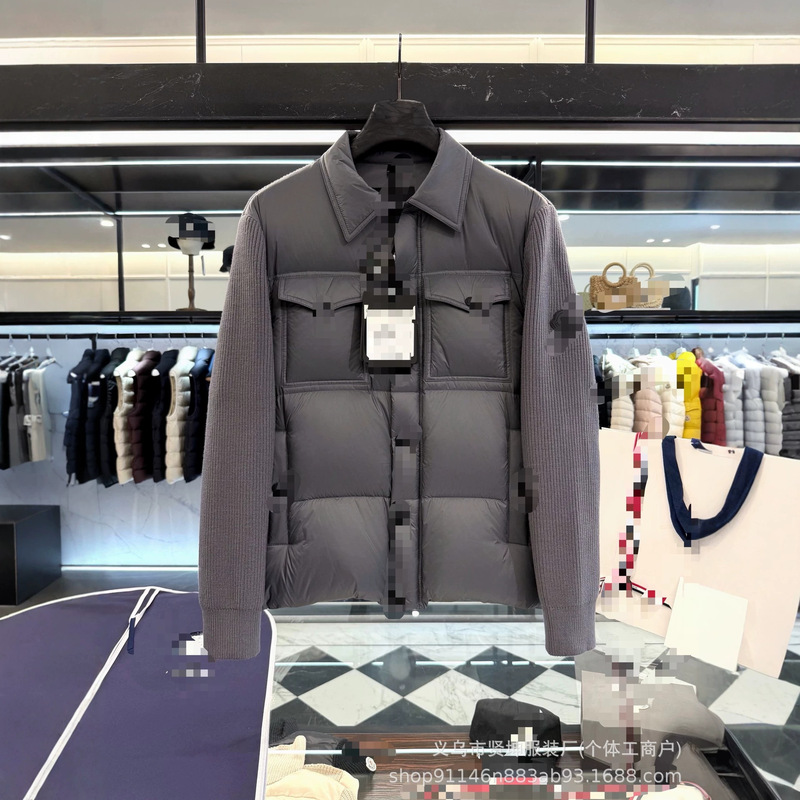 Mengkou Down Jacket Cardigan Down Men's Wool Cashmere Blend Goose Down Lined Lapel Down Jacket Coat Mengkou Down Jacket Cardigan Down Men's Wool Cashmere Blend Goose Down Lined Lapel Down Jacket Coat