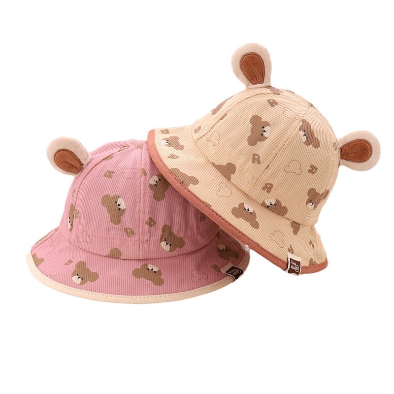 Sombreros para bebés otoño y invierno lindos sombreros de pescadores para niños y niñas sombreros de viento de dibujos animados al aire libre sombreros de moda para bebés versátiles sombreros de bañera