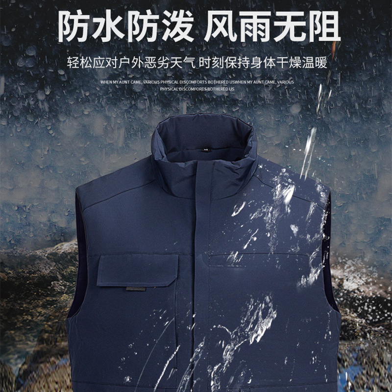 Moda de otoño e invierno ropa de trabajo cálida grupo actividad de construcción ropa a prueba de viento y a prueba de lluvia al aire libre abajo Chaleco de algodón personalización