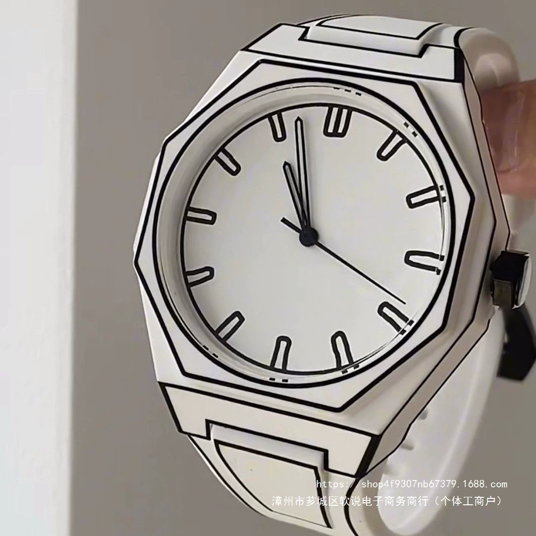 Линейные часы для студентов мужского и женского пола, студенческий дизайн в двухмерном искусстве, персонализированный большой циферблат, технология комиксов, белый цвет.