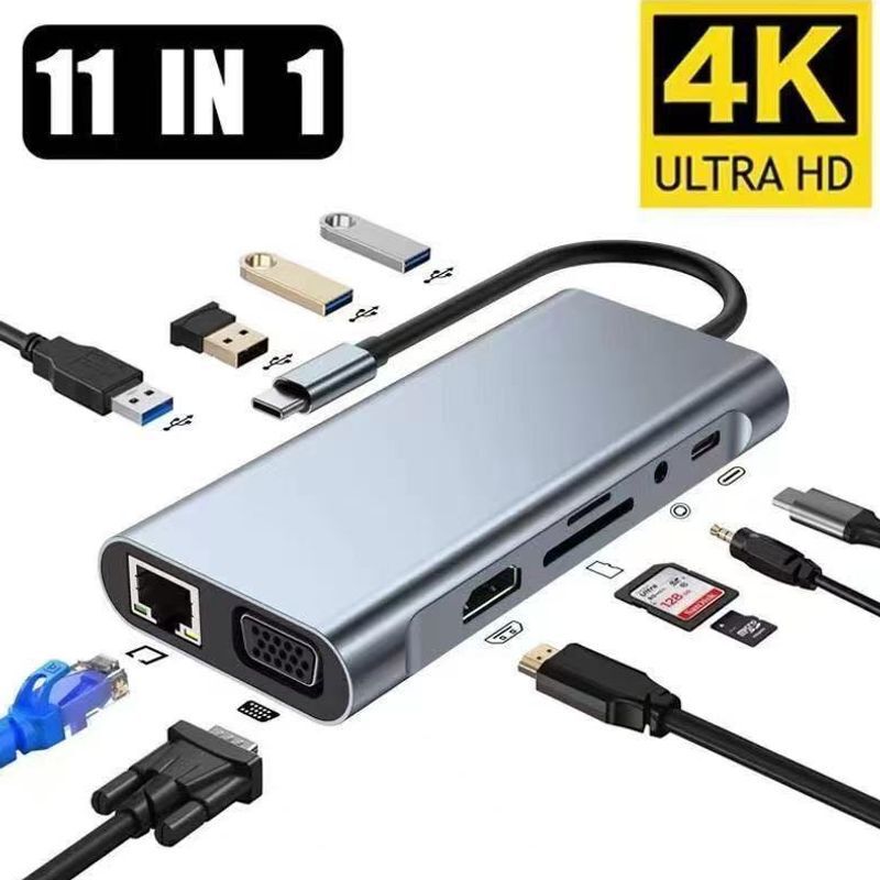 11-in-1 Docking Station Type-C to HDMI Laptop Multi-Port Adapter with Multiple Interfaces 11-in-1 Docking Station Type-C to HDMI Laptop Multi-Port Adapter with Multiple Interfaces